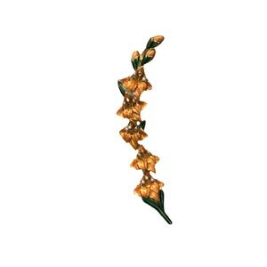 Gold-Tone Enamel and Faux Pearl Tiger Lilly Brooch- Vintage